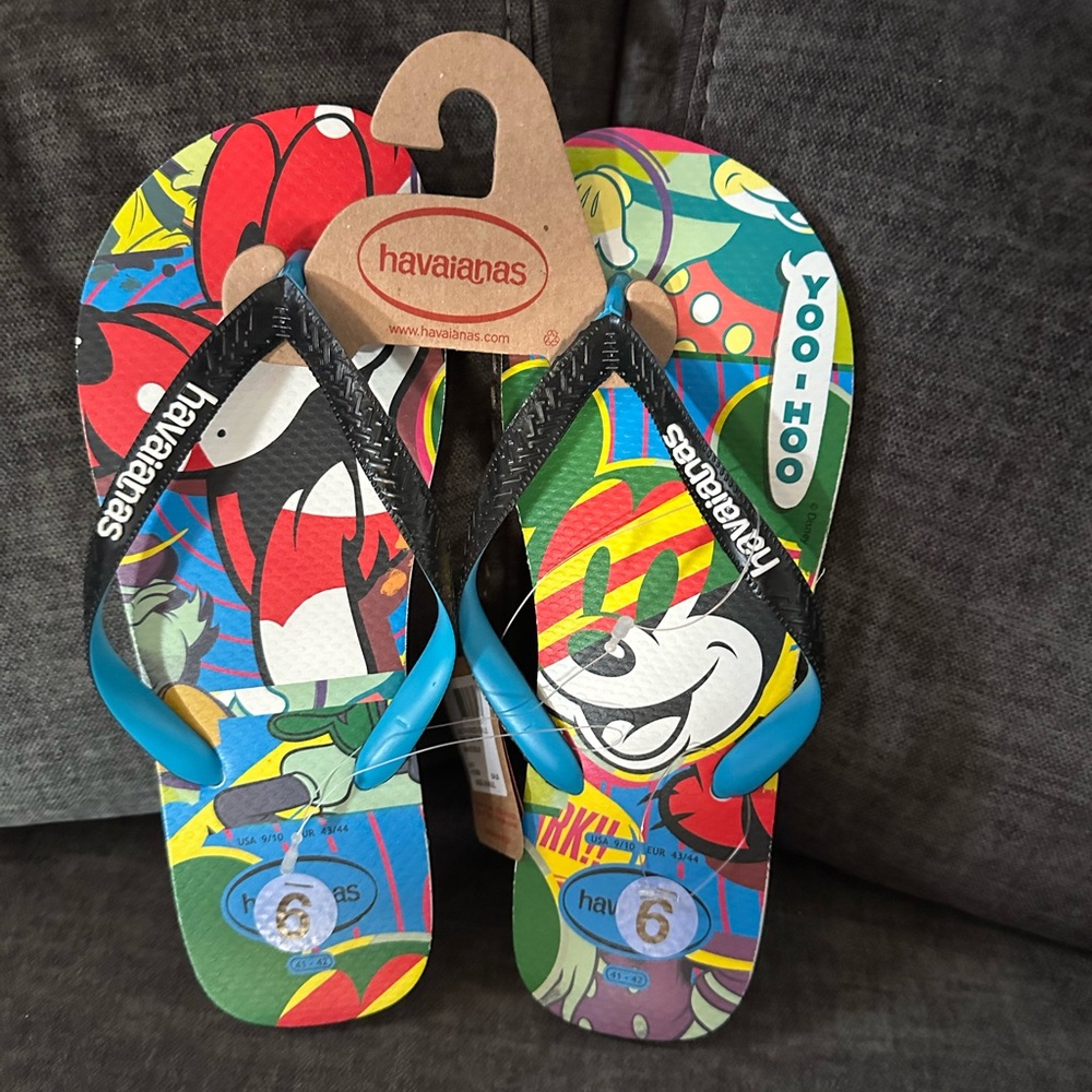 Havaianas Men's Disney Flip Flops Mickey Mouse Pluto Size 9/10 EUR 43/44 NWT